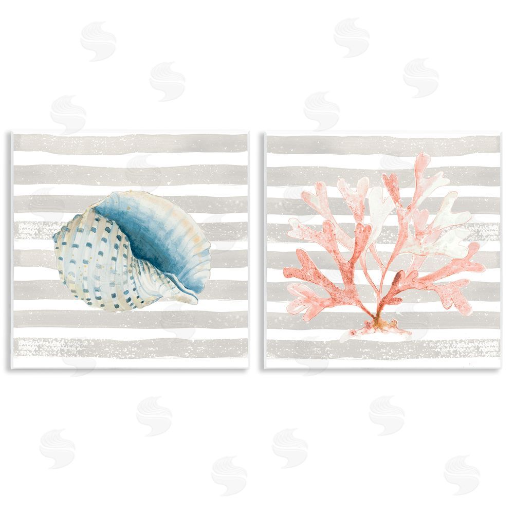 Patricia Pinto Nautical Curved Shell Pink Coral Wooden Wall Plaque Art Print