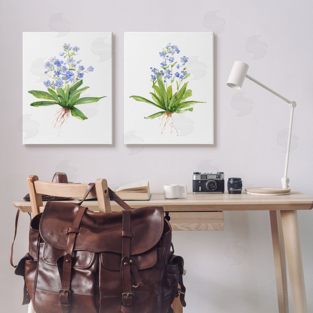 Sally Swatland Bluebird Garden Floral Bunches Canvas Wall Art Print in Room
