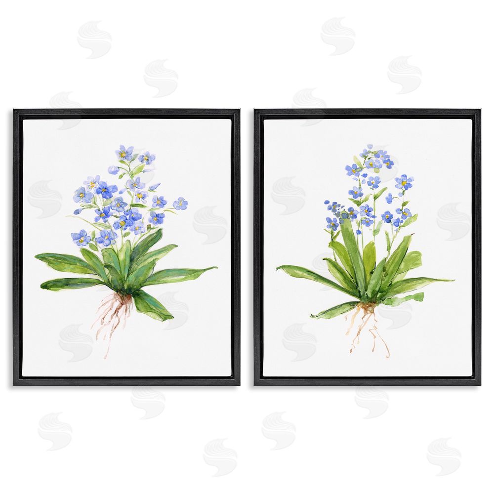 Sally Swatland Bluebird Garden Floral Bunches Black Floating Frame Canvas Wall Art Print