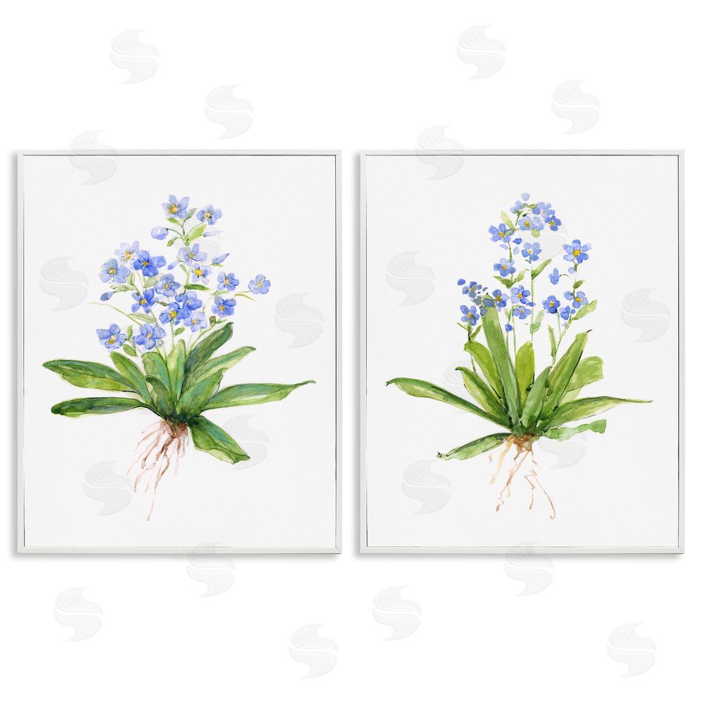 Sally Swatland Bluebird Garden Floral Bunches White Framed Giclee Wall Art Print