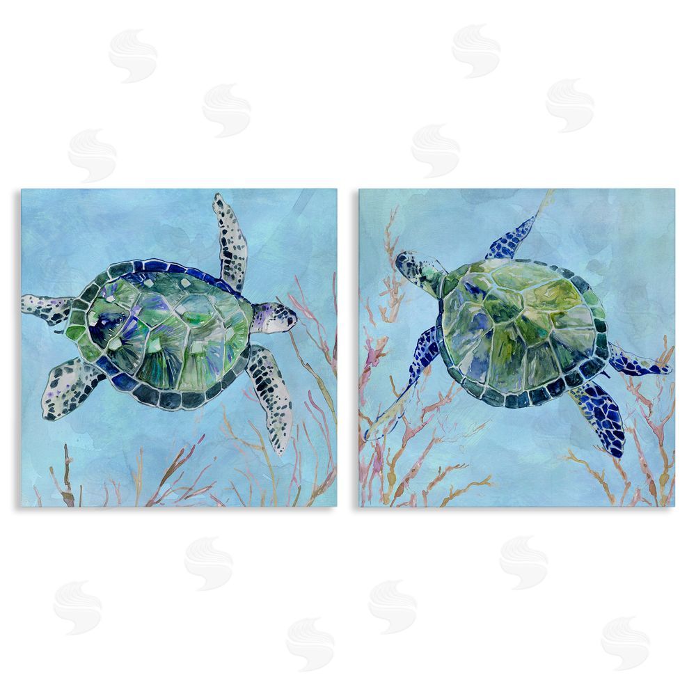 Carol Robinson Abstract Sea Turtles Deep Sea Coral Canvas Wall Art Print
