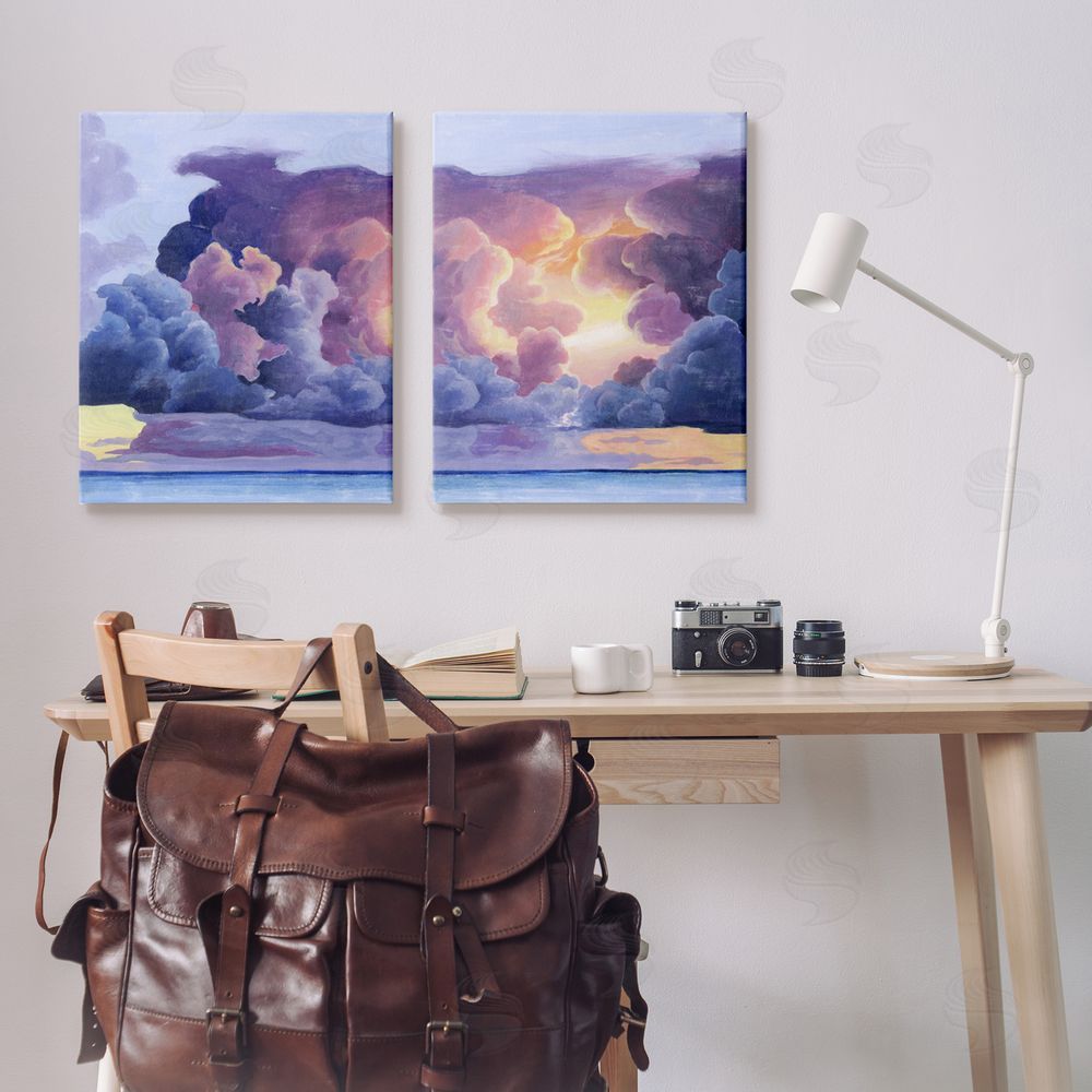 Grace Popp Nautical Horizon Sunset Sky Clouds Canvas Wall Art Print in Room