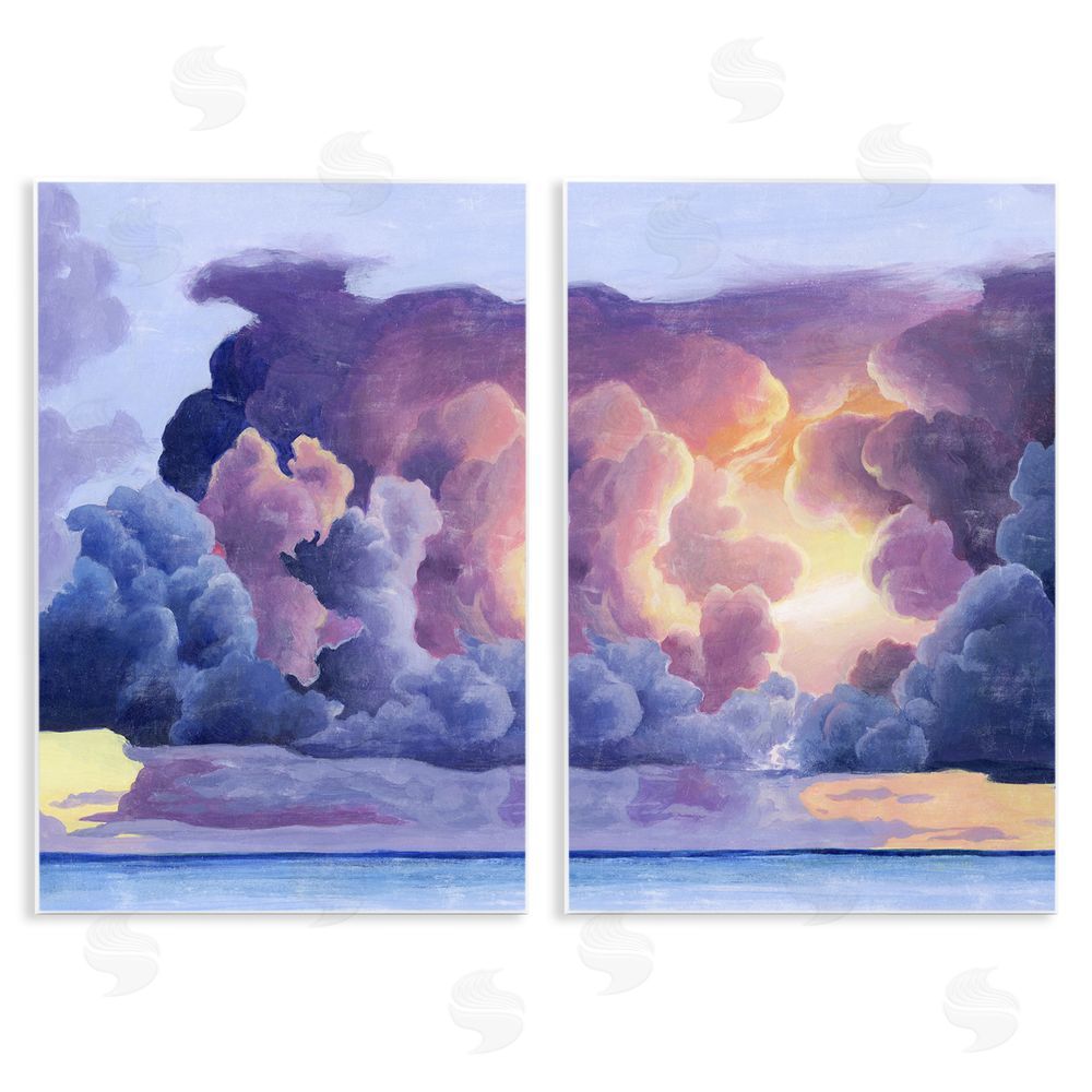 Grace Popp Nautical Horizon Sunset Sky Clouds Wooden Wall Plaque Art Print