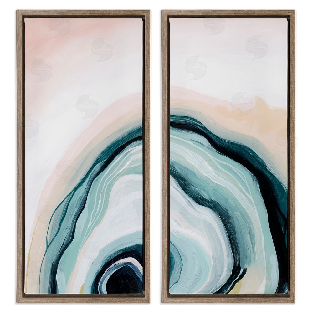 Grace Popp Abstract Seashell Interior Round Curves Brown Floating Frame Canvas Wall Art Print