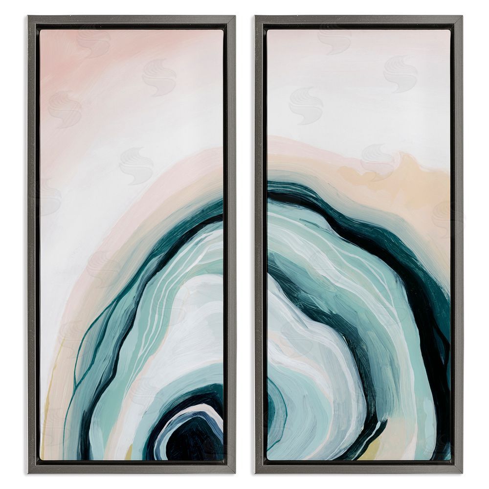 Grace Popp Abstract Seashell Interior Round Curves Gray Floating Frame Canvas Wall Art Print