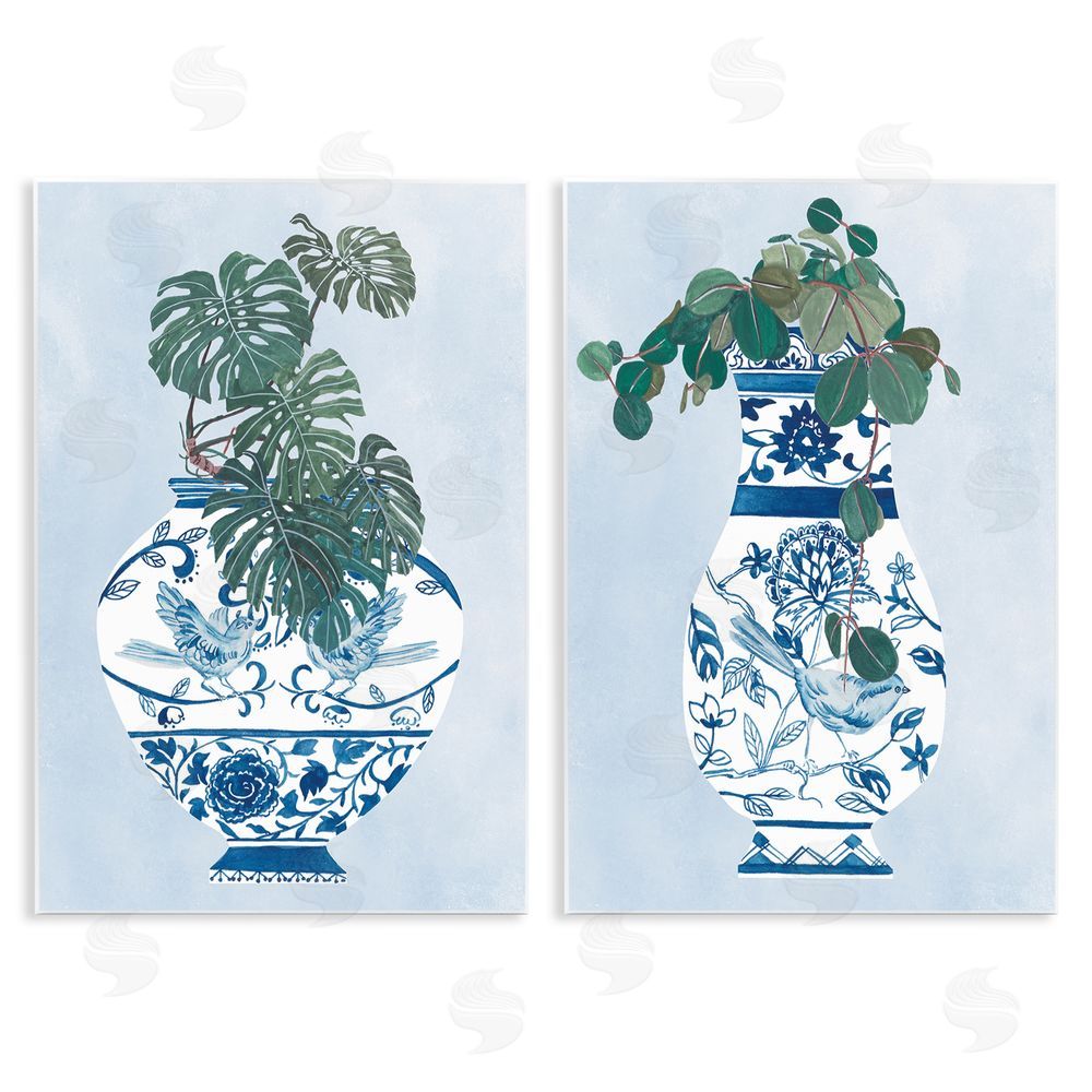 Melissa Wang Elegant Indoor Plant Still Life Vases Wooden Wall Plaque Art Print