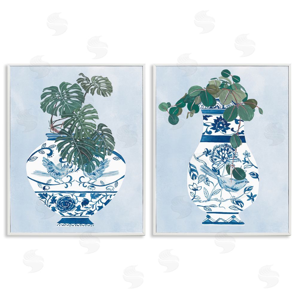 Melissa Wang Elegant Indoor Plant Still Life Vases White Framed Giclee Wall Art Print