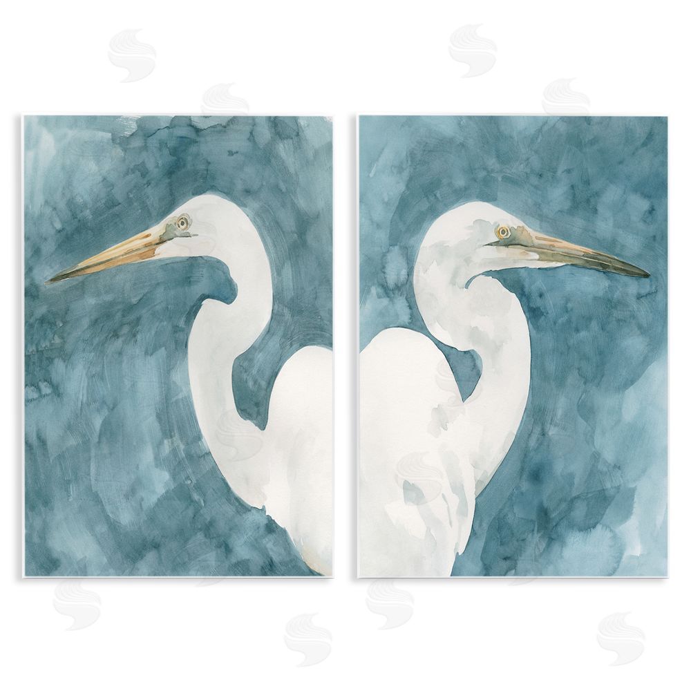 Emma Caroline Nautical Cranes Bird Portraits Abstraction Wooden Wall Plaque Art Print