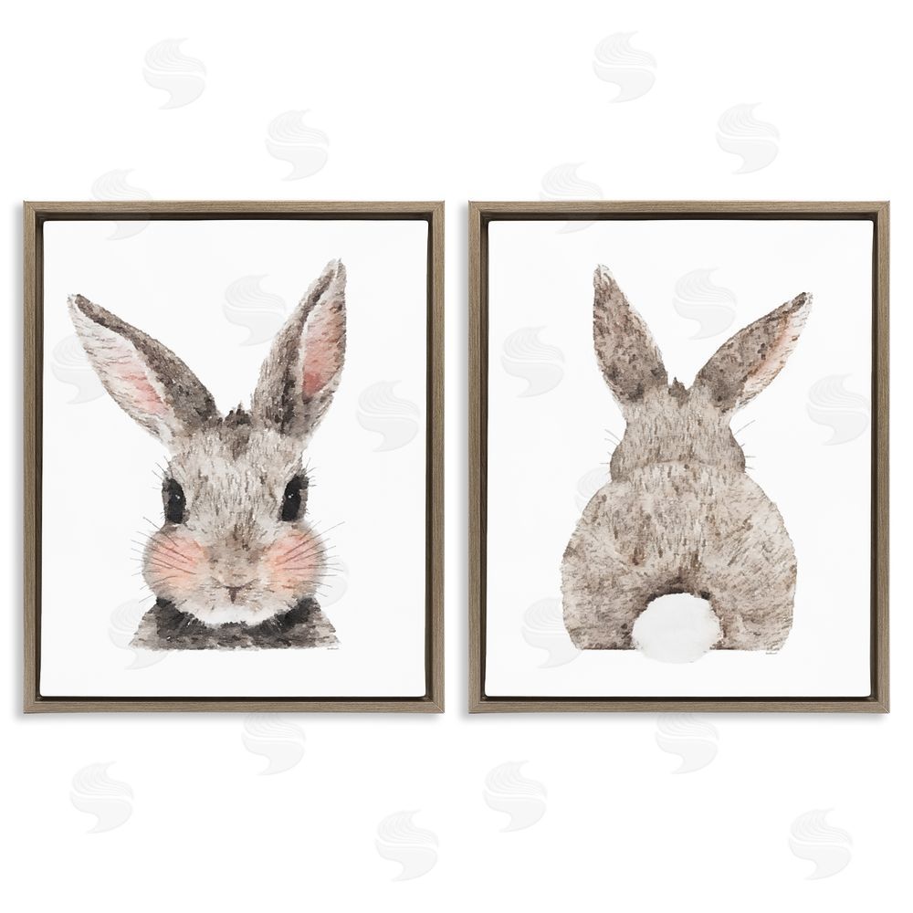 Amanda Greenwood Adorable Bunny Cotton Tail Rabbit Brown Floating Frame Canvas Wall Art Print