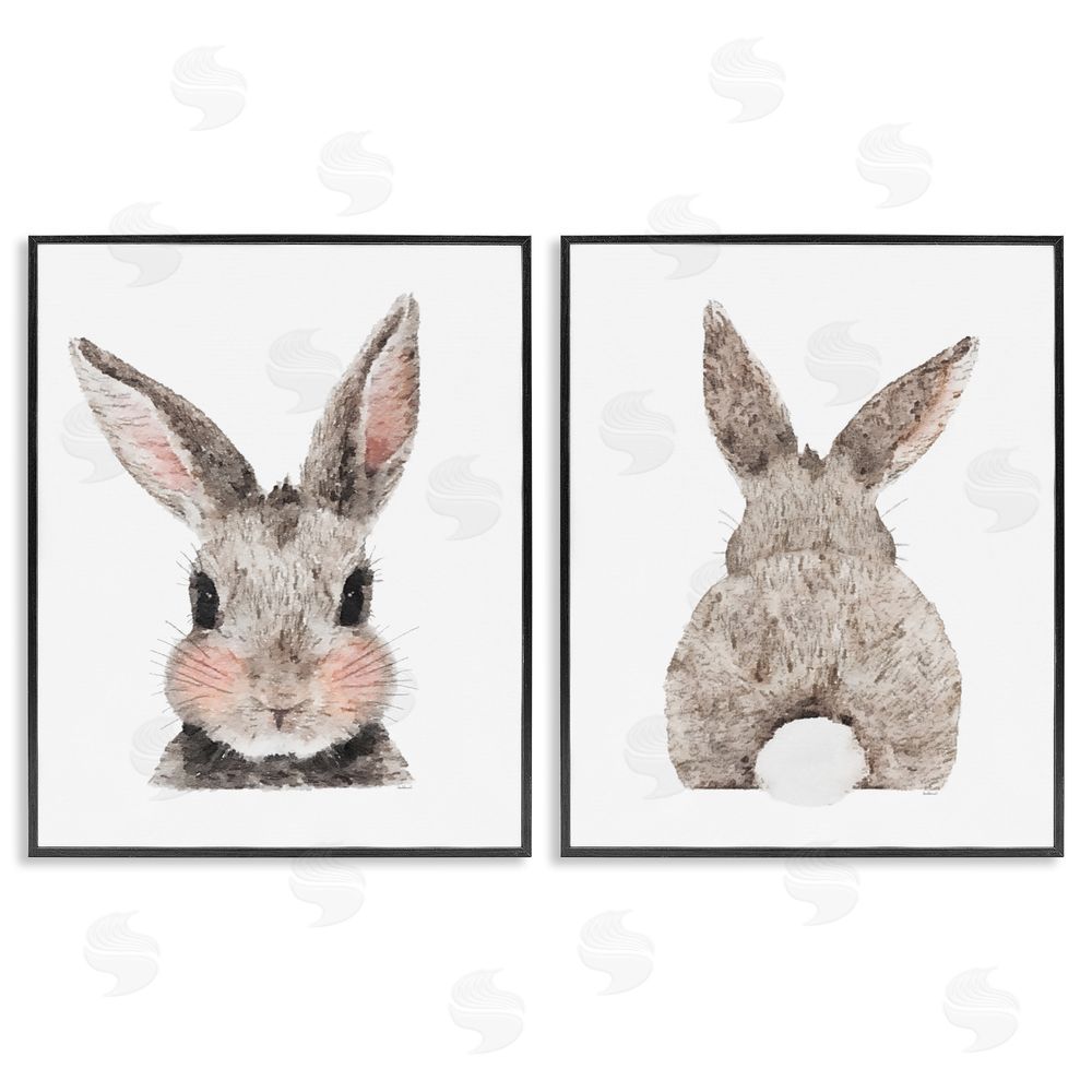Amanda Greenwood Adorable Bunny Cotton Tail Rabbit Black Framed Giclee Wall Art Print