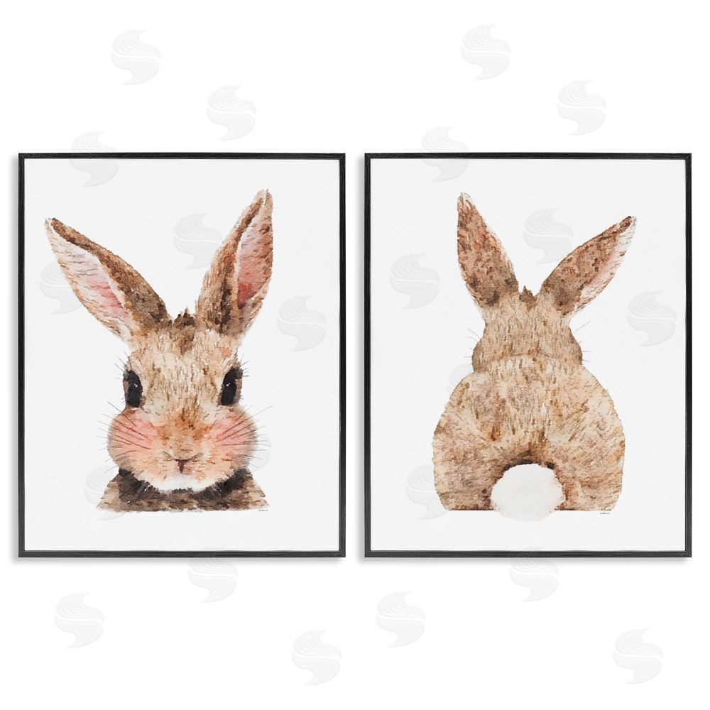 Amanda Greenwood Cute Bunny Blushing Rabbit Black Framed Giclee Wall Art Print