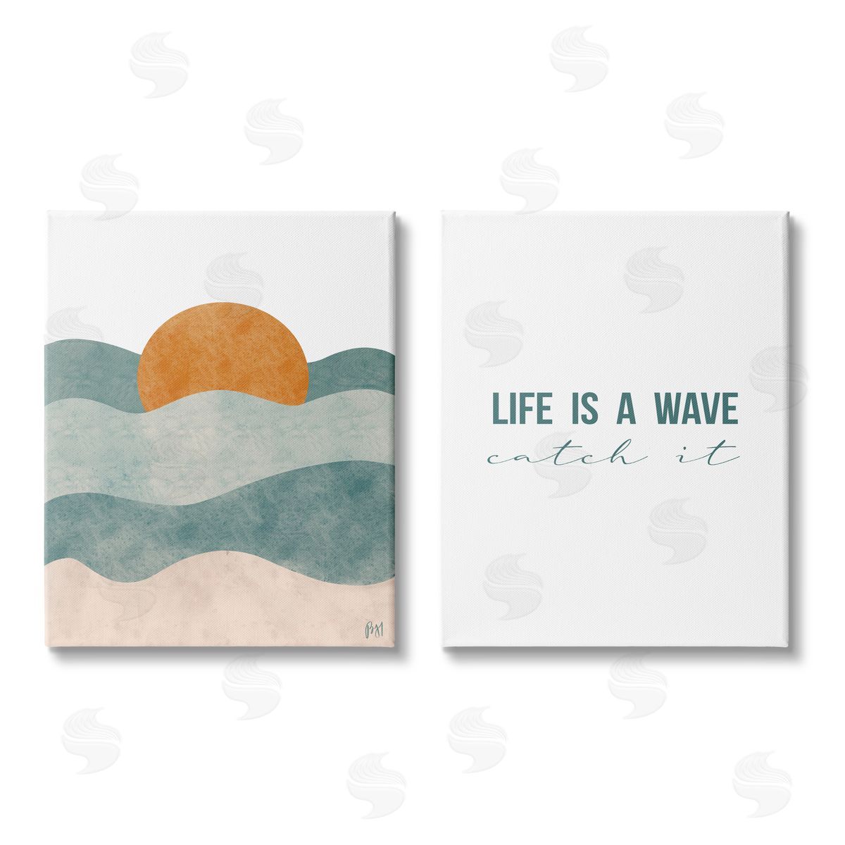 Birch & Ink Life's A Wave Phrase Summer Sunrise Canvas Wall Art Print