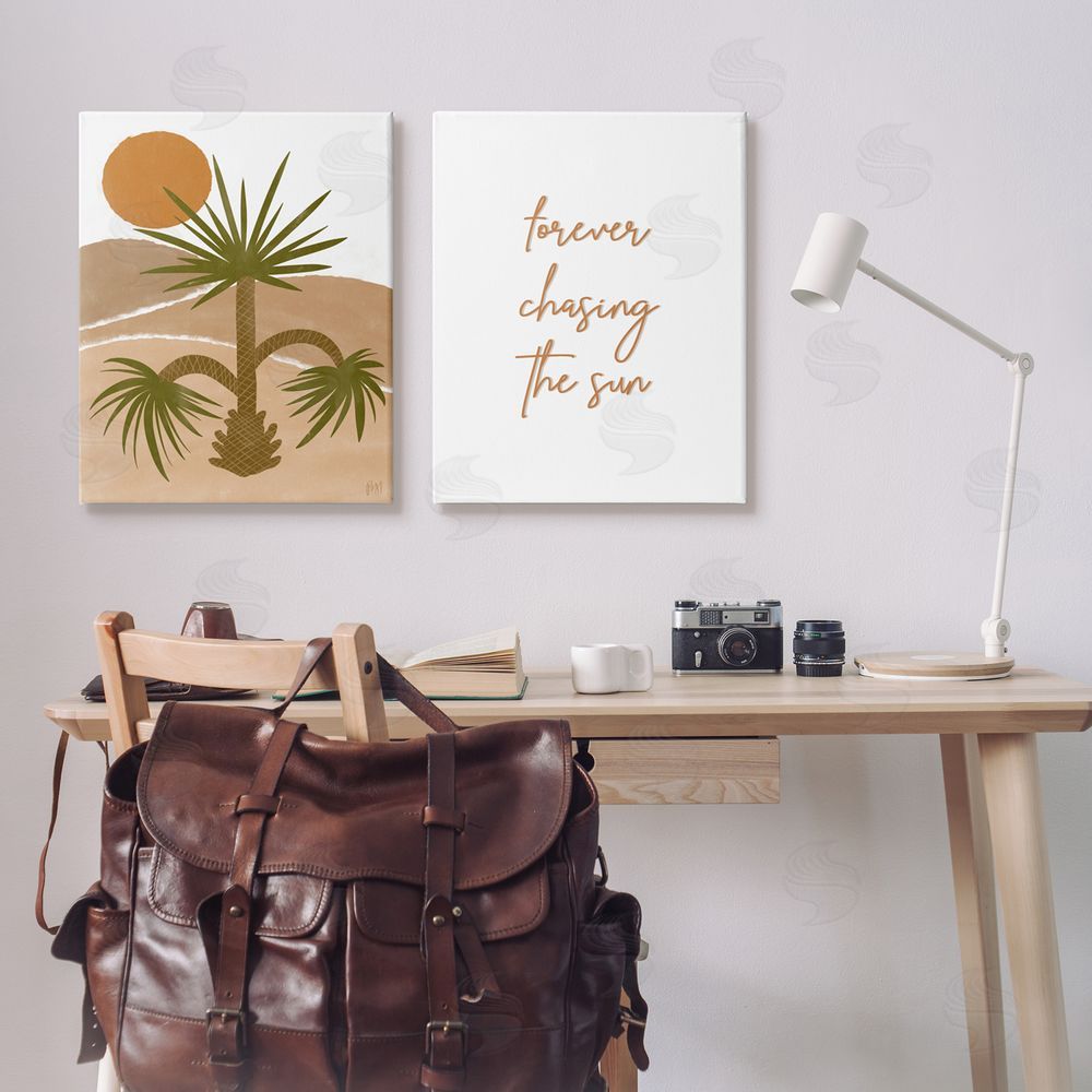 Birch & Ink Forever Chasing the Sun Phrase Canvas Wall Art Print in Room