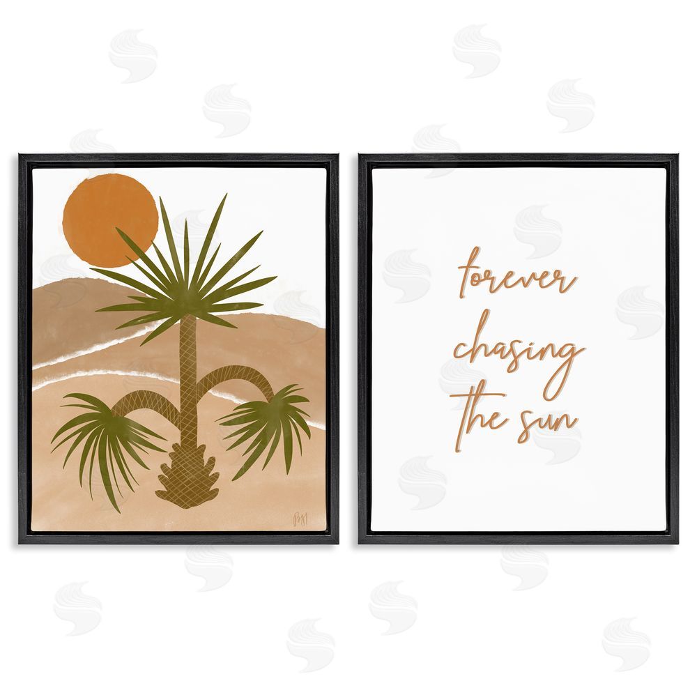 Birch & Ink Forever Chasing the Sun Phrase Black Floating Frame Canvas Wall Art Print