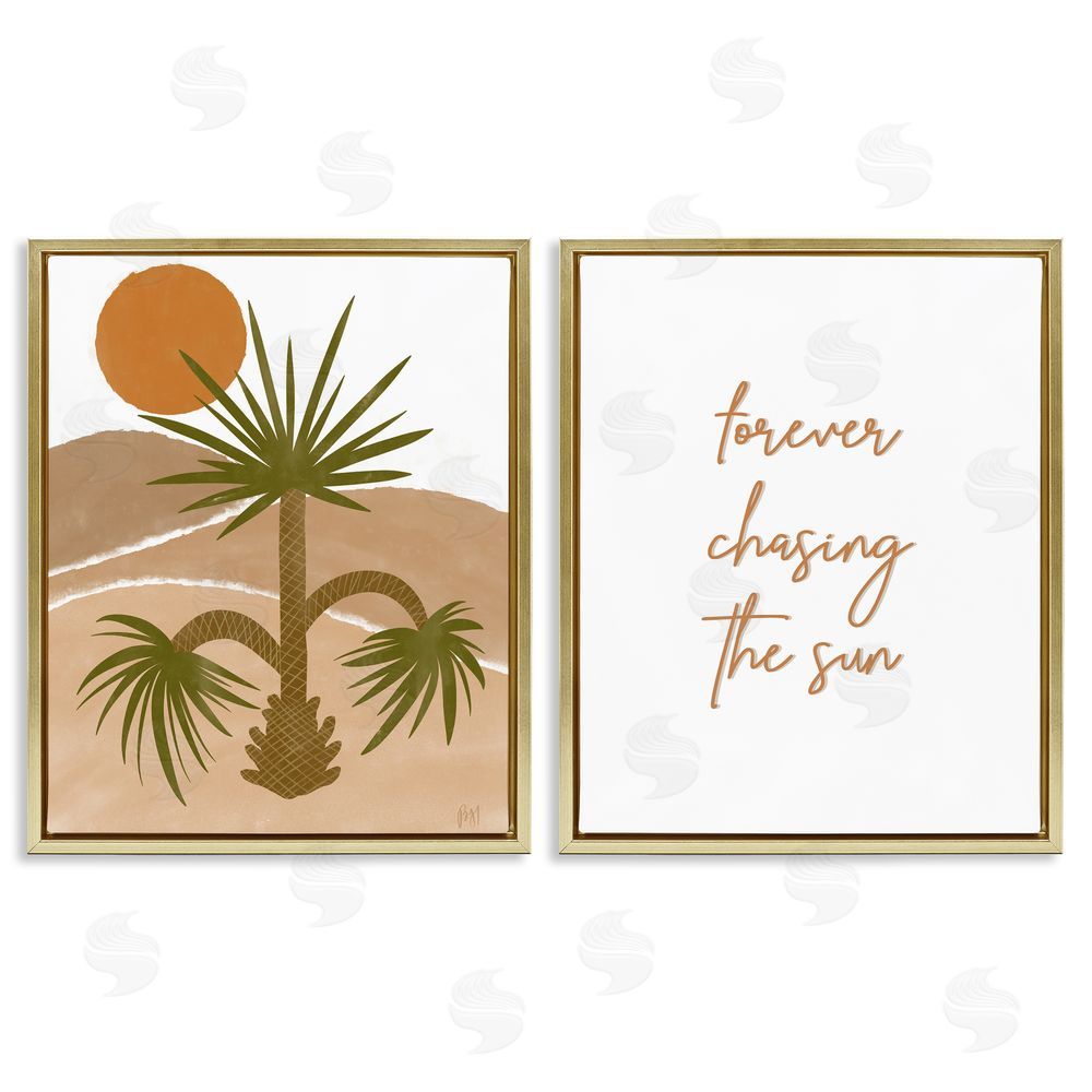 Birch & Ink Forever Chasing the Sun Phrase Gold Floating Frame Canvas Wall Art Print