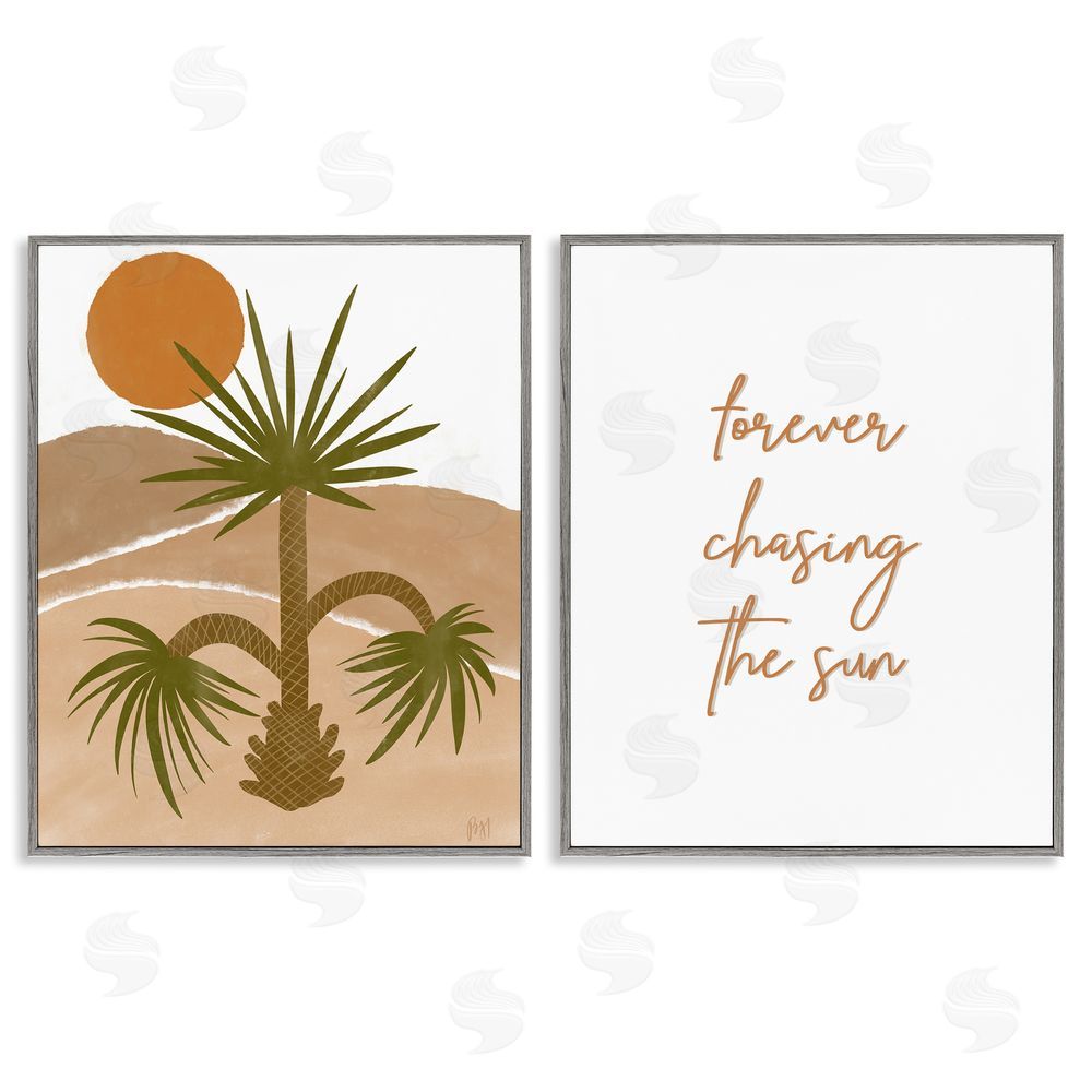 Birch & Ink Forever Chasing the Sun Phrase Gray Framed Giclee Wall Art Print