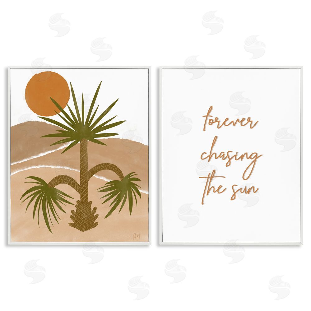 Birch & Ink Forever Chasing the Sun Phrase White Framed Giclee Wall Art Print