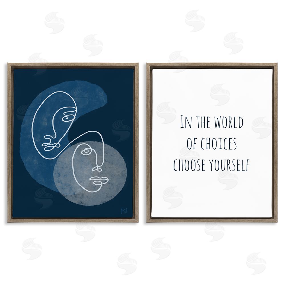 Birch & Ink In The World Choose Yourself Brown Floating Frame Canvas Wall Art Print