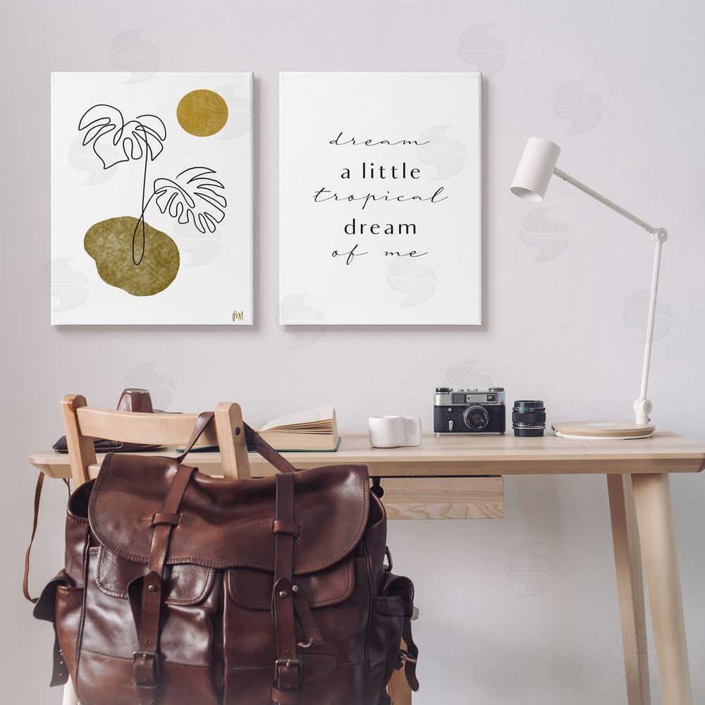 Birch & Ink Tropical Dream of Me Phrase Canvas Wall Art Print in Room
