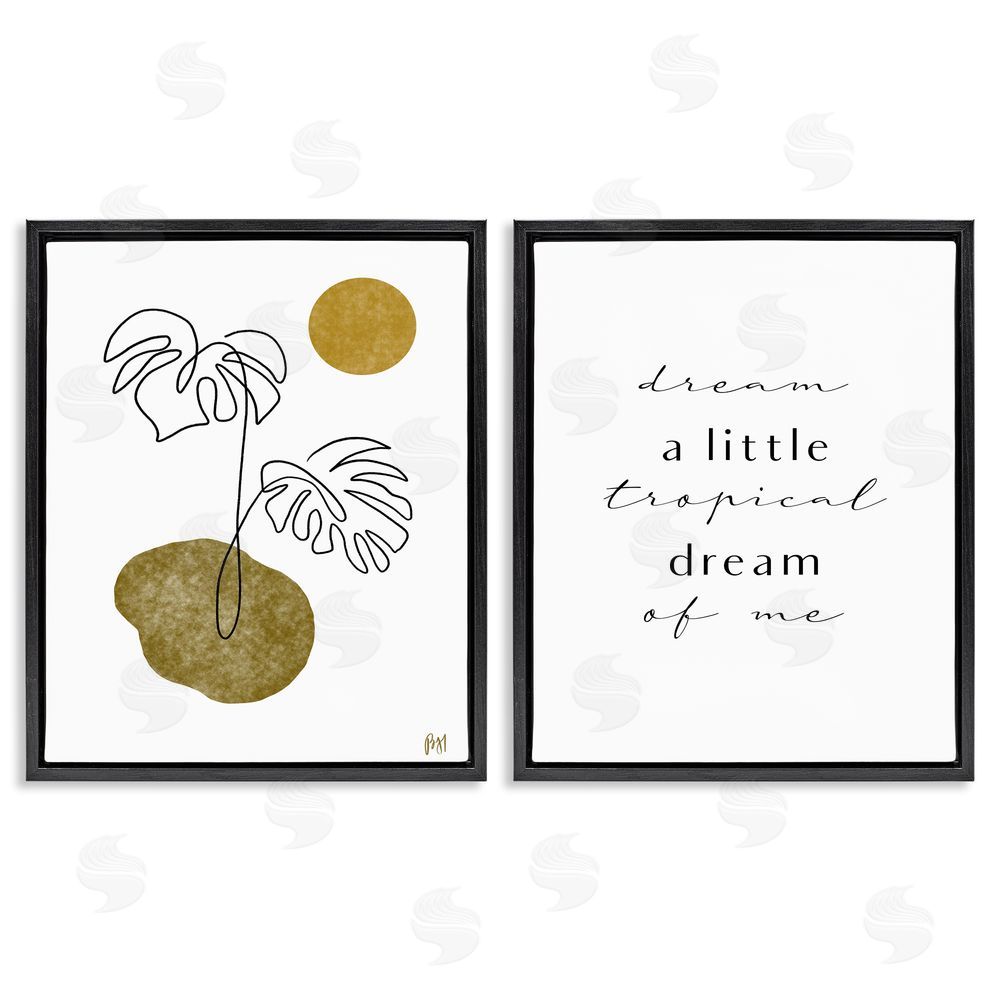 Birch & Ink Tropical Dream of Me Phrase Black Floating Frame Canvas Wall Art Print