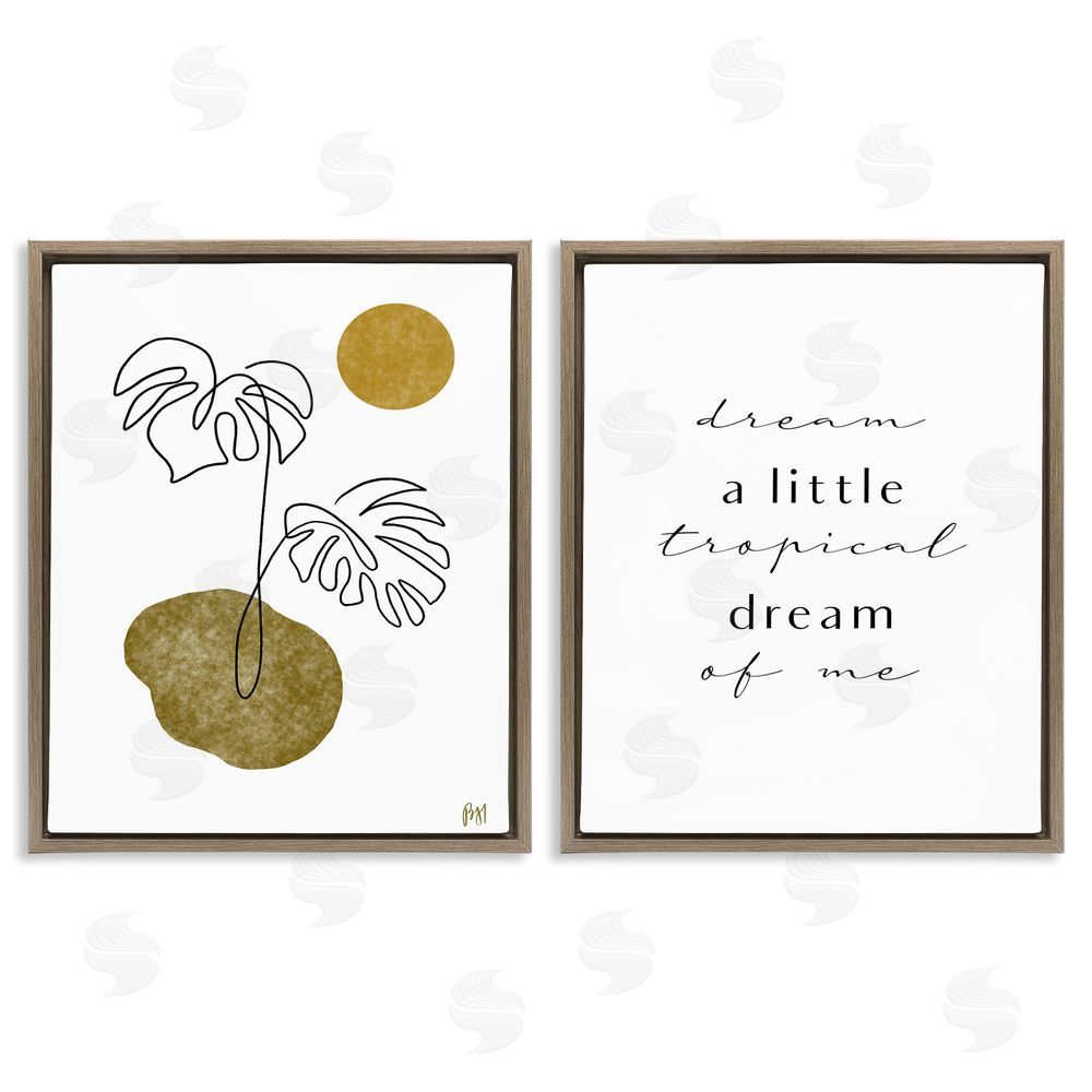 Birch & Ink Tropical Dream of Me Phrase Brown Floating Frame Canvas Wall Art Print
