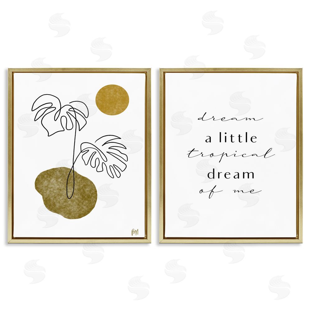 Birch & Ink Tropical Dream of Me Phrase Gold Floating Frame Canvas Wall Art Print