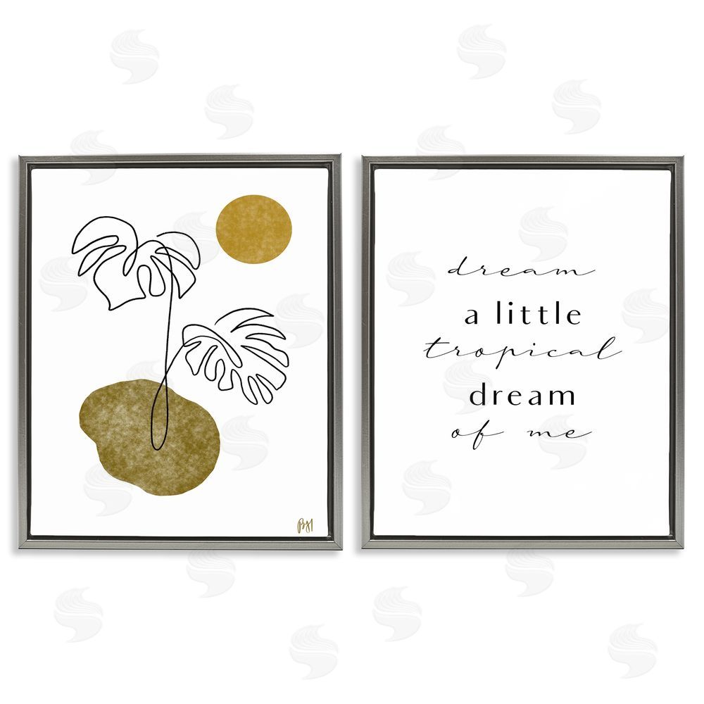 Birch & Ink Tropical Dream of Me Phrase Gray Floating Frame Canvas Wall Art Print