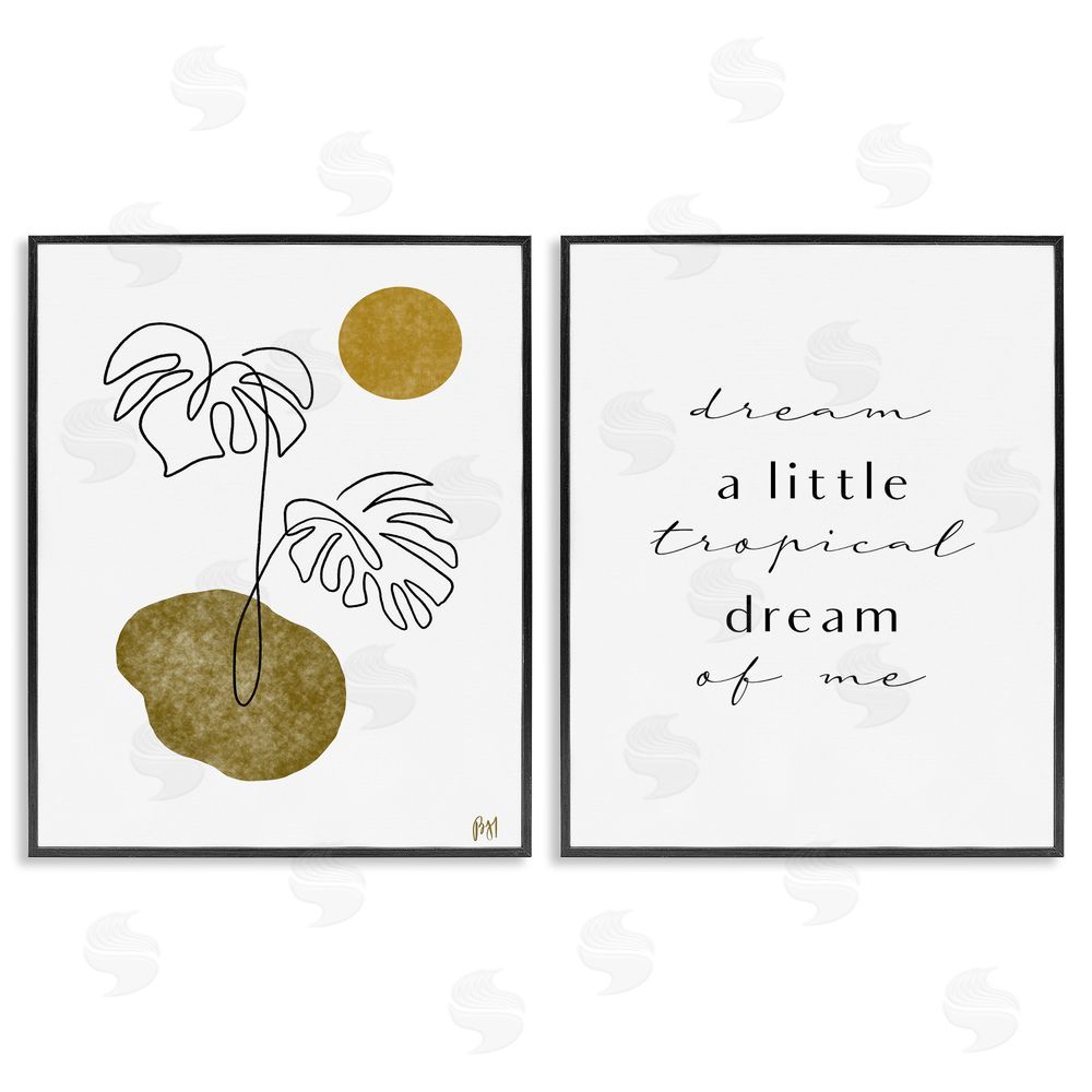 Birch & Ink Tropical Dream of Me Phrase Black Framed Giclee Wall Art Print