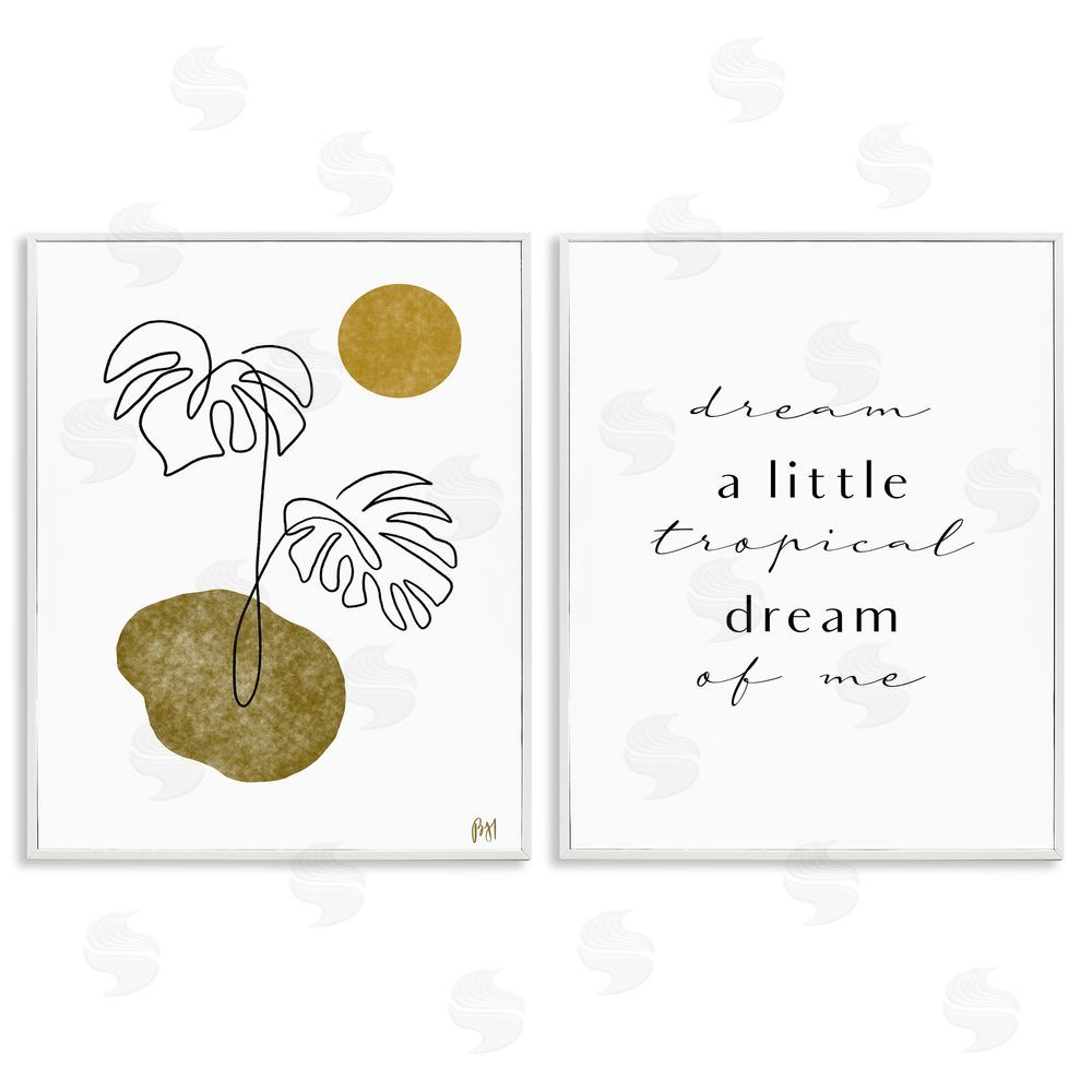 Birch & Ink Tropical Dream of Me Phrase White Framed Giclee Wall Art Print