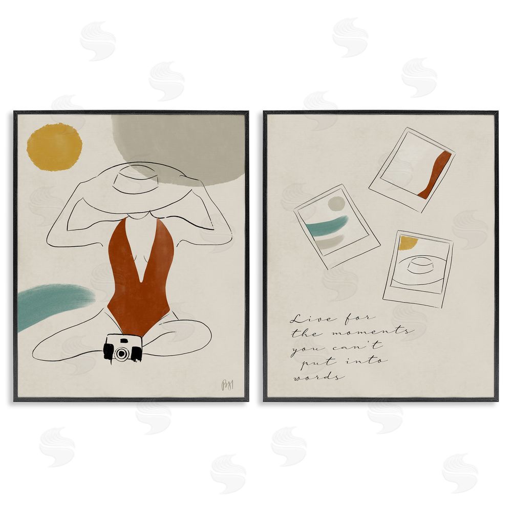 Birch & Ink Live For The Moments Woman in Swimsuit Black Framed Giclee Wall Art Print