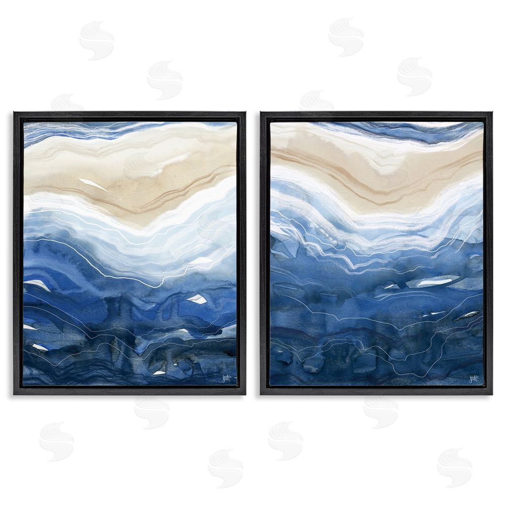 Jackie Quigley Abstract Ocean Geode Landscape Black Floating Frame Canvas Wall Art Print