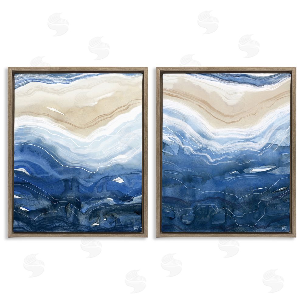 Jackie Quigley Abstract Ocean Geode Landscape Brown Floating Frame Canvas Wall Art Print