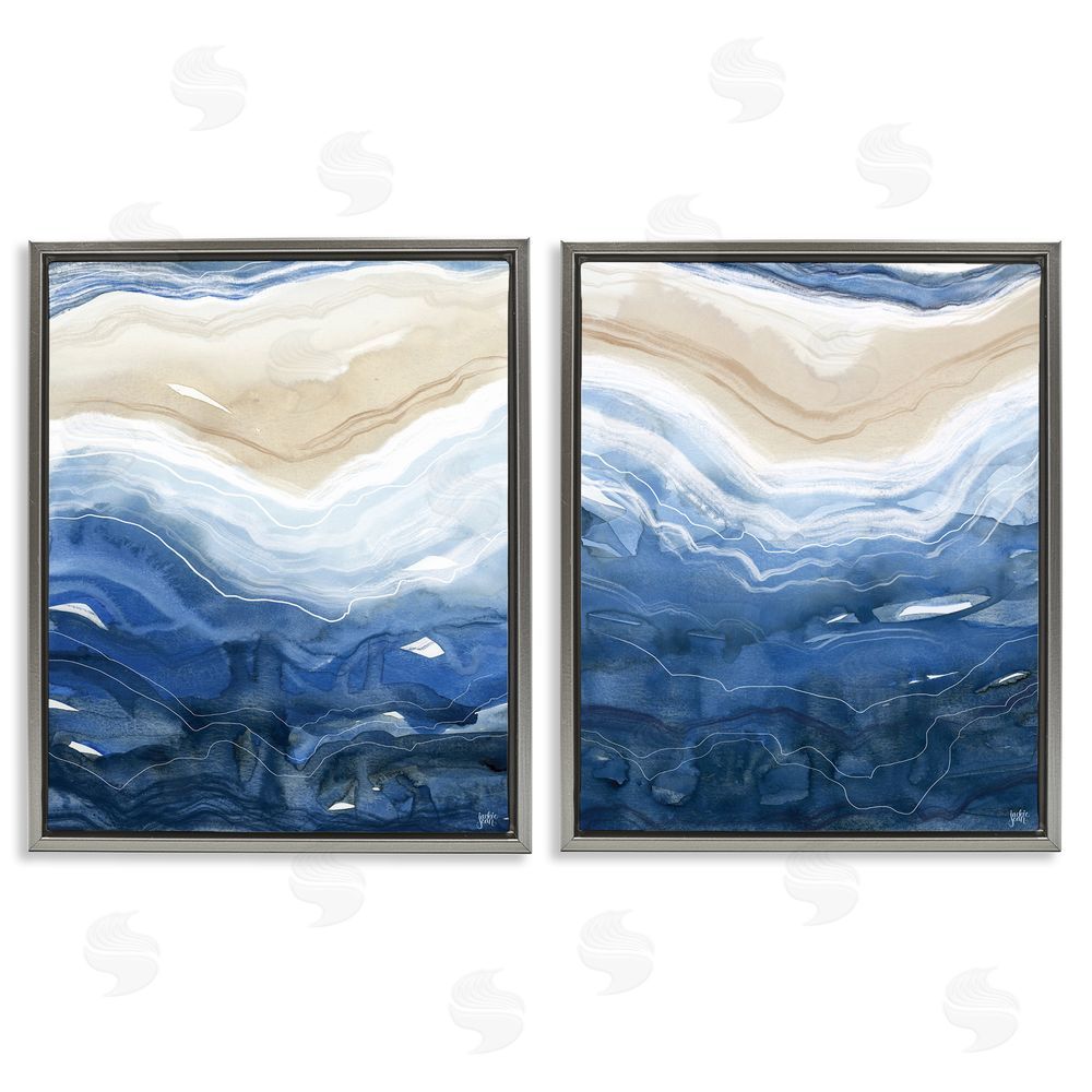 Jackie Quigley Abstract Ocean Geode Landscape Gray Floating Frame Canvas Wall Art Print