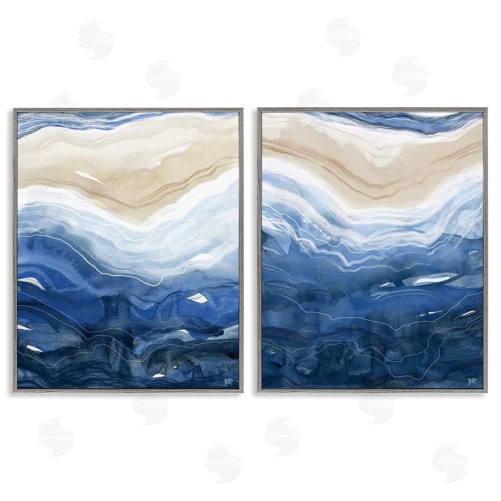 Jackie Quigley Abstract Ocean Geode Landscape Gray Framed Giclee Wall Art Print