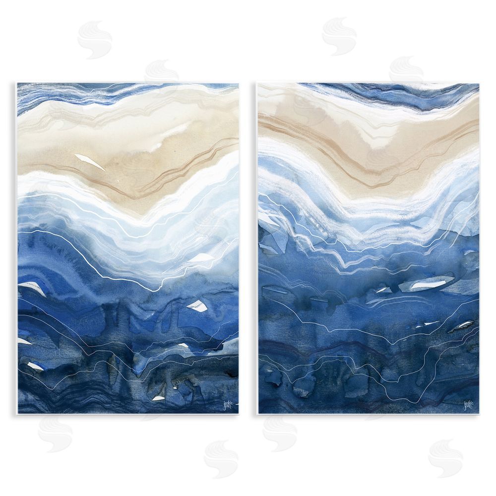 Jackie Quigley Abstract Ocean Geode Landscape Wooden Wall Plaque Art Print