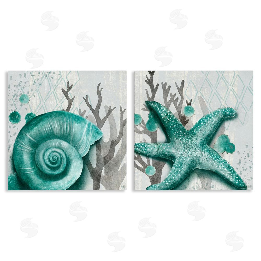 Jackie Quigley Turquoise Pop Sea Floor Diamond Pattern Canvas Wall Art Print