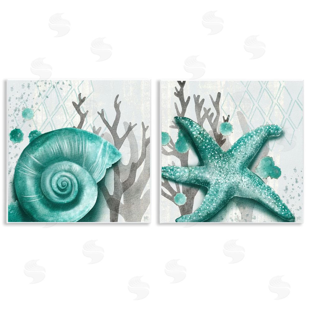 Jackie Quigley Turquoise Pop Sea Floor Diamond Pattern Wooden Wall Plaque Art Print