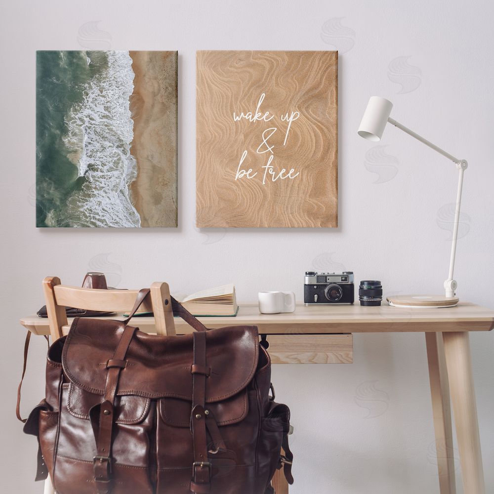 Birch & Ink Be Free Incoming Beach Tide Canvas Wall Art Print in Room