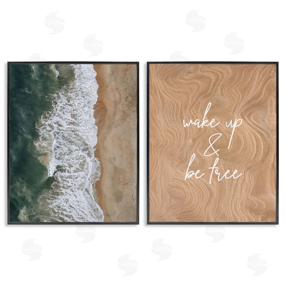 Birch & Ink Be Free Incoming Beach Tide Black Framed Giclee Wall Art Print