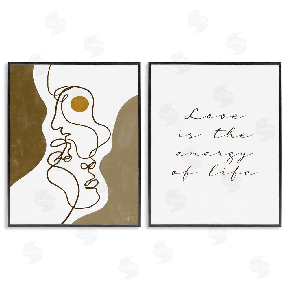 Birch & Ink Love Is Energy Abstract Faces Couple Black Framed Giclee Wall Art Print