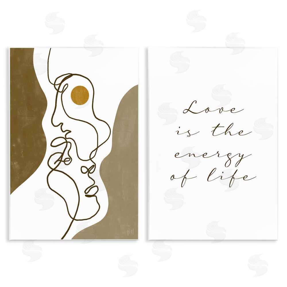Birch & Ink Love Is Energy Abstract Faces Couple Wooden Wall Plaque Art Print