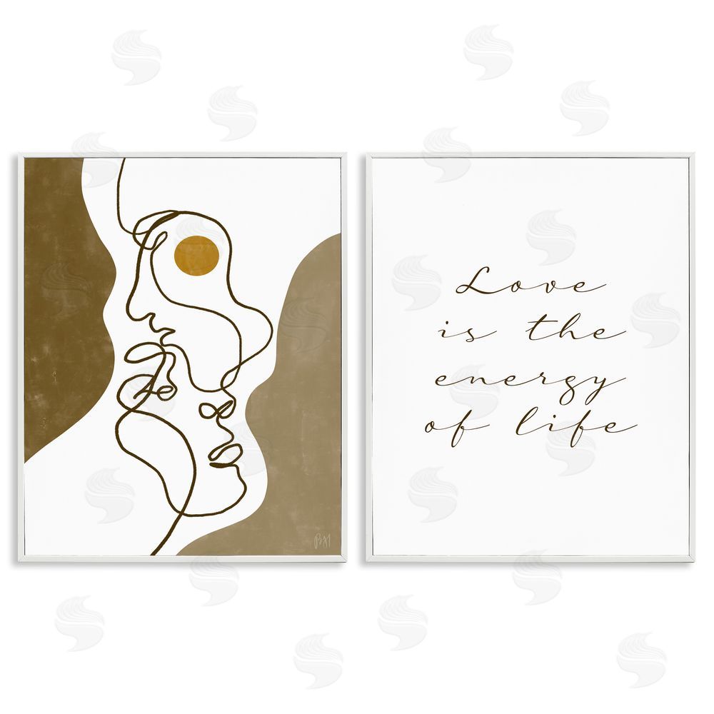 Birch & Ink Love Is Energy Abstract Faces Couple White Framed Giclee Wall Art Print