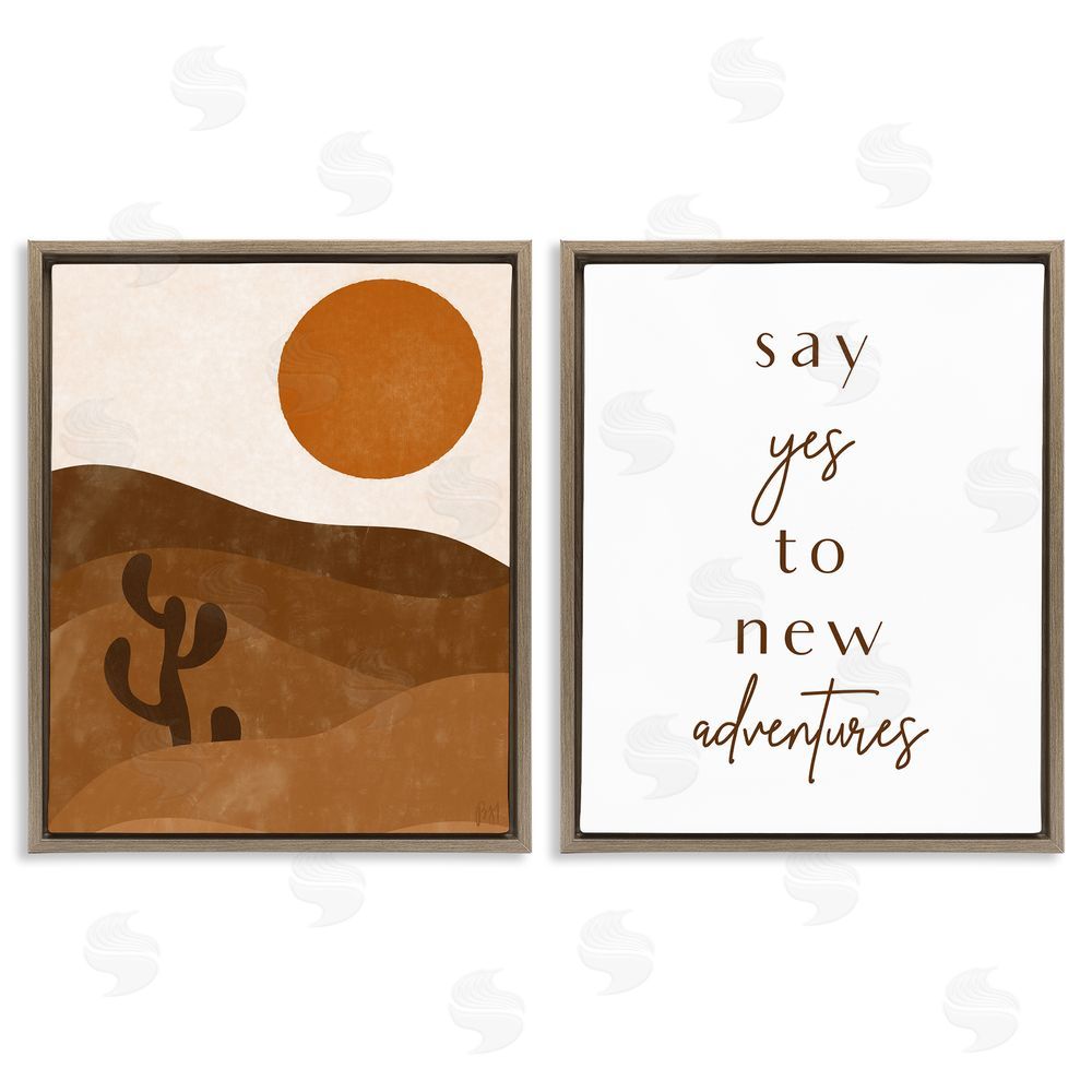 Birch & Ink Say Yes New Adventures Desert Sun Brown Floating Frame Canvas Wall Art Print