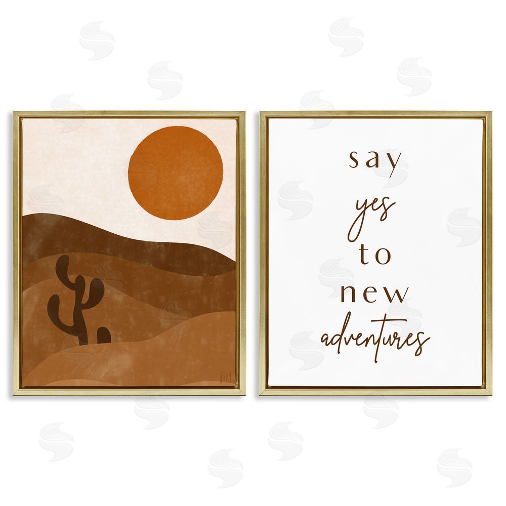 Birch & Ink Say Yes New Adventures Desert Sun Gold Floating Frame Canvas Wall Art Print