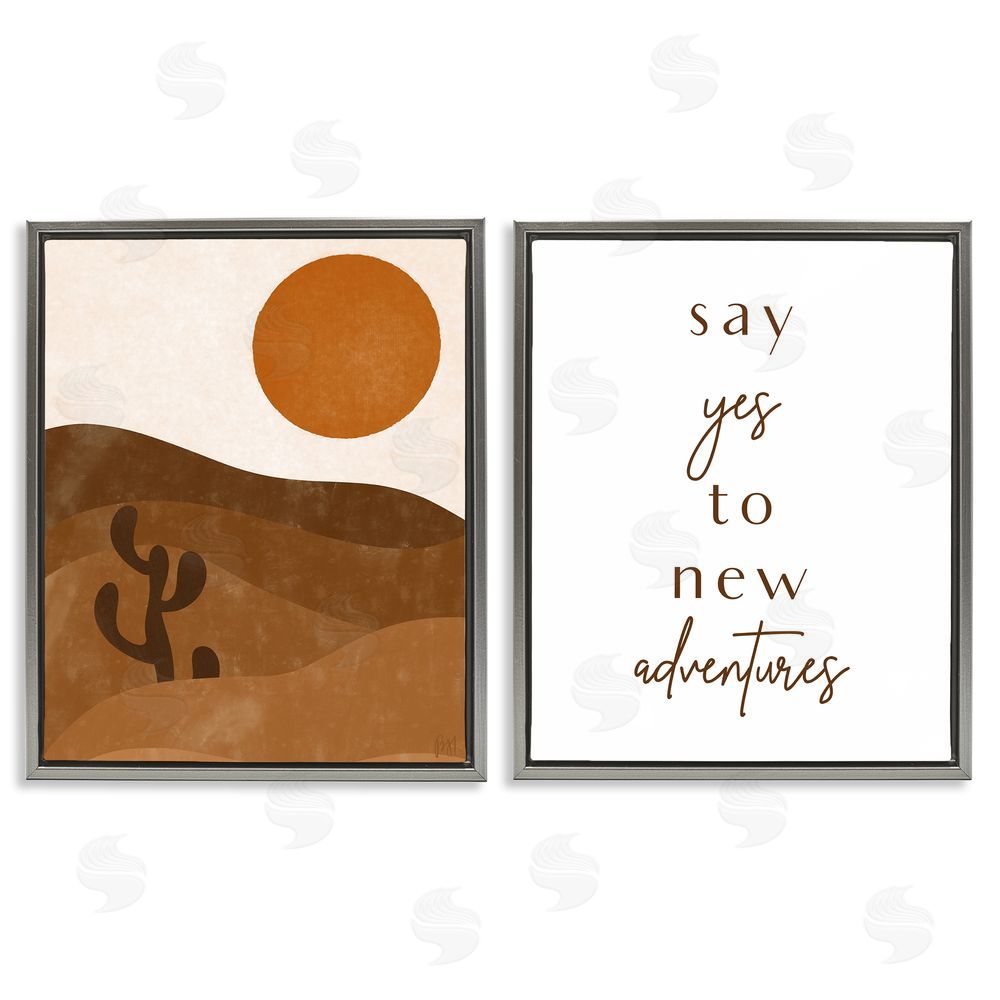 Birch & Ink Say Yes New Adventures Desert Sun Gray Floating Frame Canvas Wall Art Print