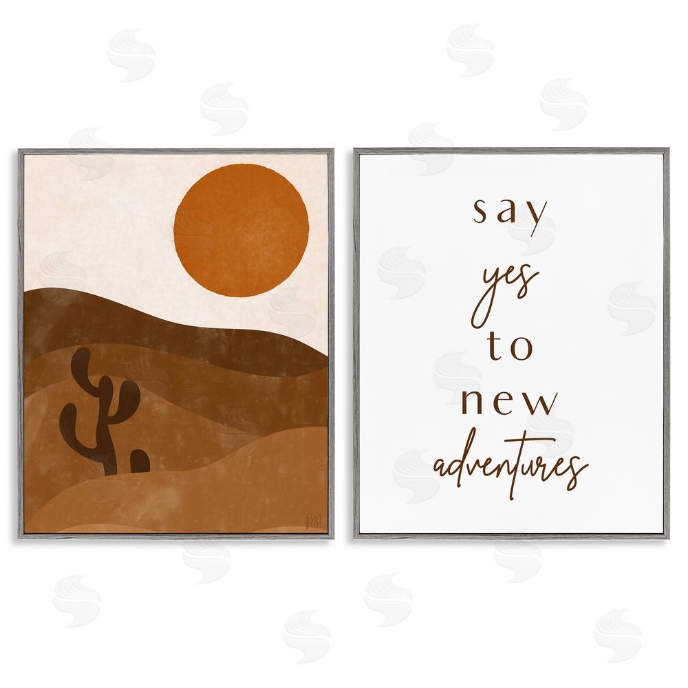 Birch & Ink Say Yes New Adventures Desert Sun Gray Framed Giclee Wall Art Print