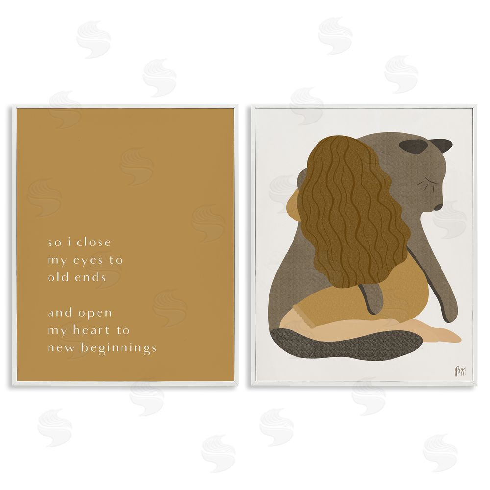 Birch & Ink Open Heart New Beginnings Woman & Seal White Framed Giclee Wall Art Print