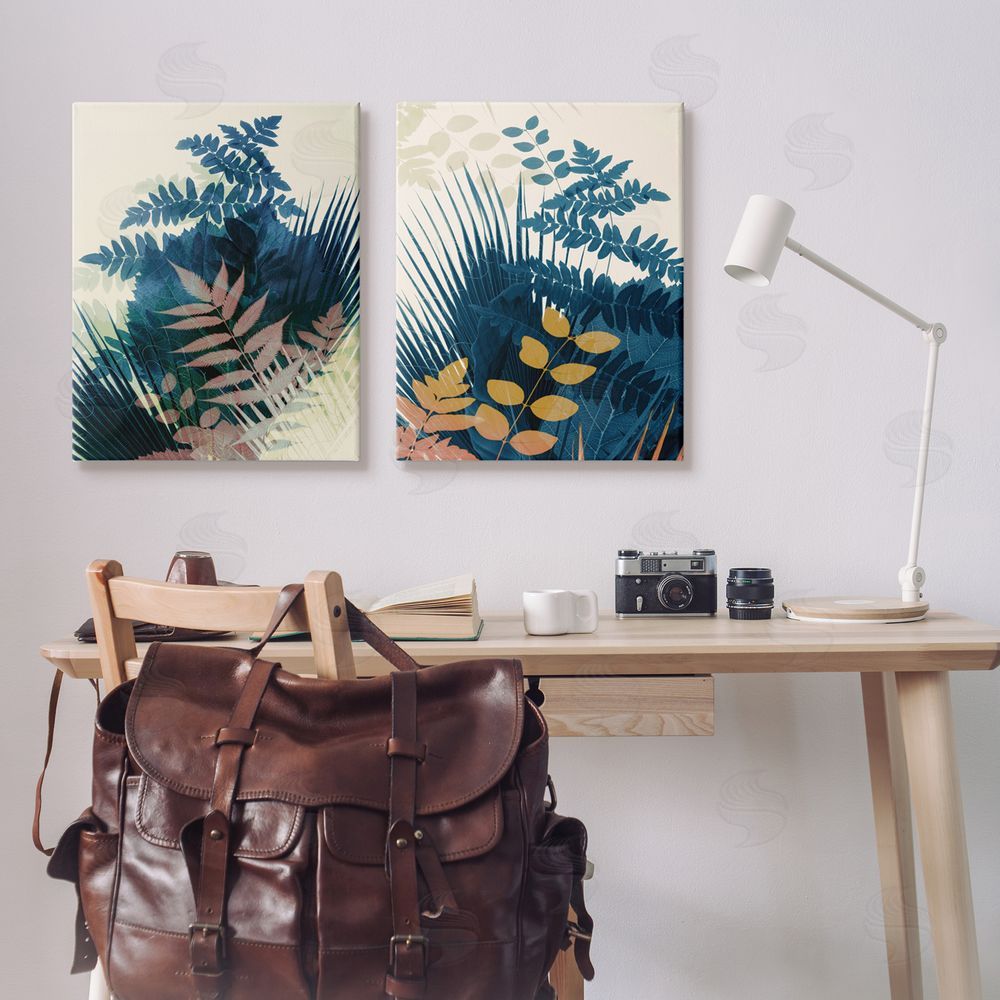 Ian Winstanley Abstract Layered Forest Ferns Canvas Wall Art Print in Room