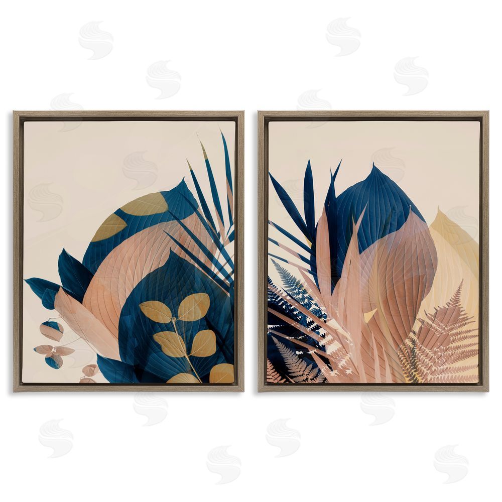Ian Winstanley Forest Floor Fern Foliage Bold Leaves Brown Floating Frame Canvas Wall Art Print