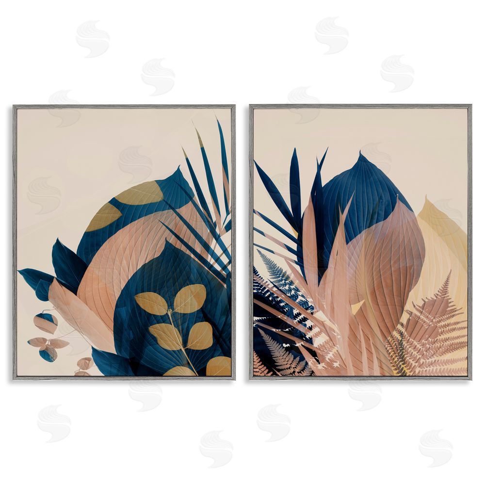 Ian Winstanley Forest Floor Fern Foliage Bold Leaves Gray Framed Giclee Wall Art Print